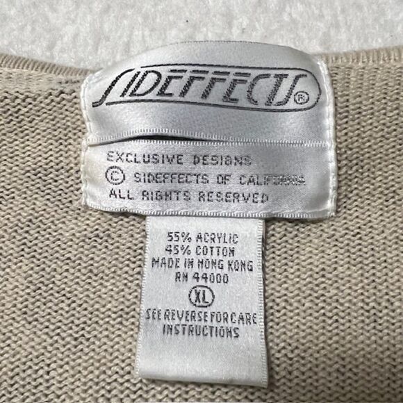 VINTAGE SIDEFFECTS Brown Cream Leopard Print Full Zip Padded Cardigan Size XL - Picture 9 of 12